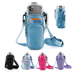 Neoprene Insulated Water Bottle Cover for Stanley Quencher Cup 30oz 40oz with Holder Pouch Adjustable Shoulder Strap Carrier Bag