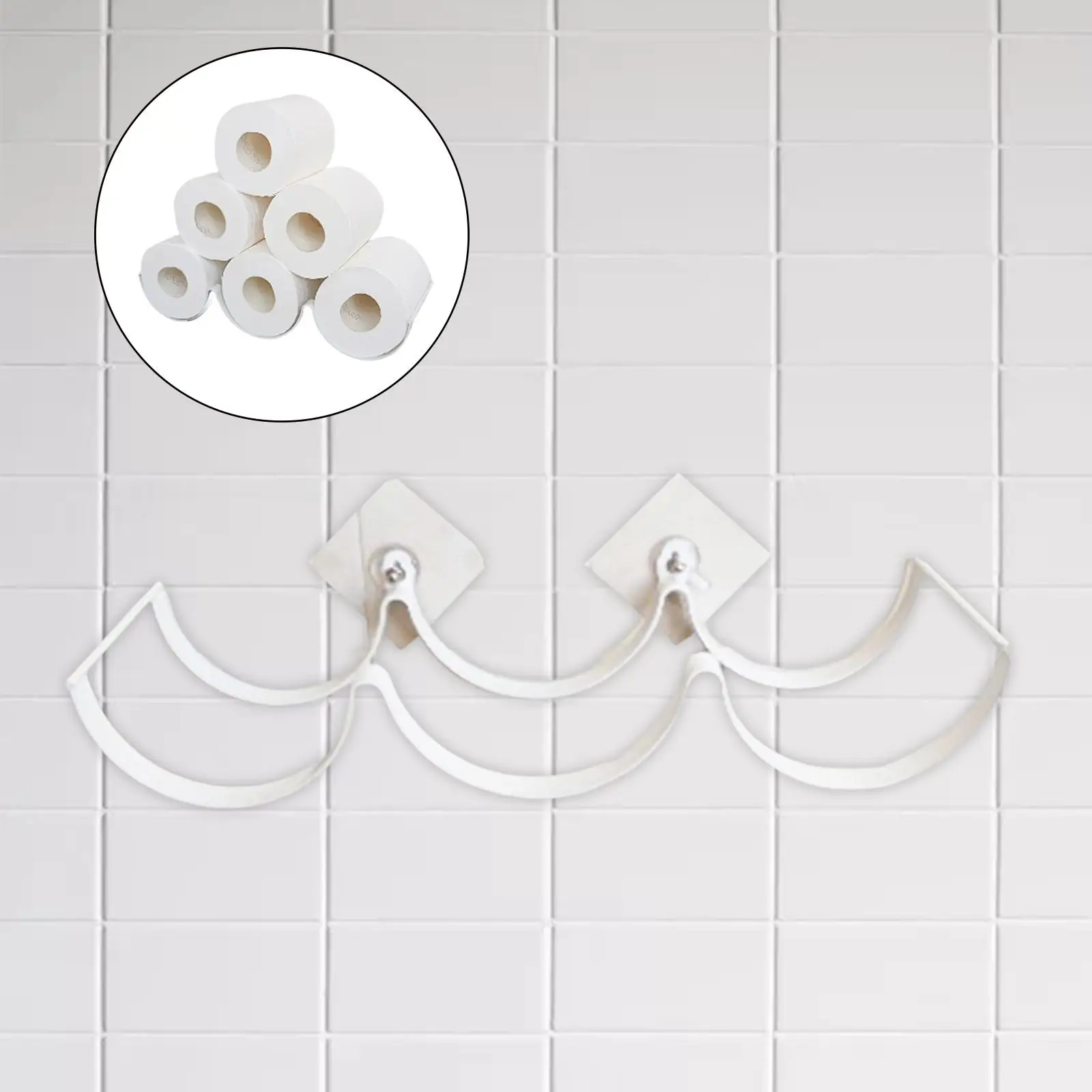 Wall Mount Toilet Paper Holder Towel Holder Storage Stand 6 Rolls Bathroom Tissue Storage Rack Stand Iron for Countertop Hotel