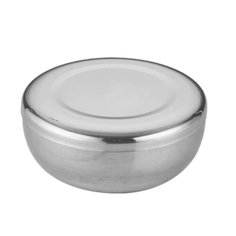 Accesorios de Cocina con Tapa, Tazón Coreano de Acero Inoxidable, Tazón Redondo de Una Sola Capa para Arroz, Antideslizante, Plateado, Tazón Infantil, Crema Espuma