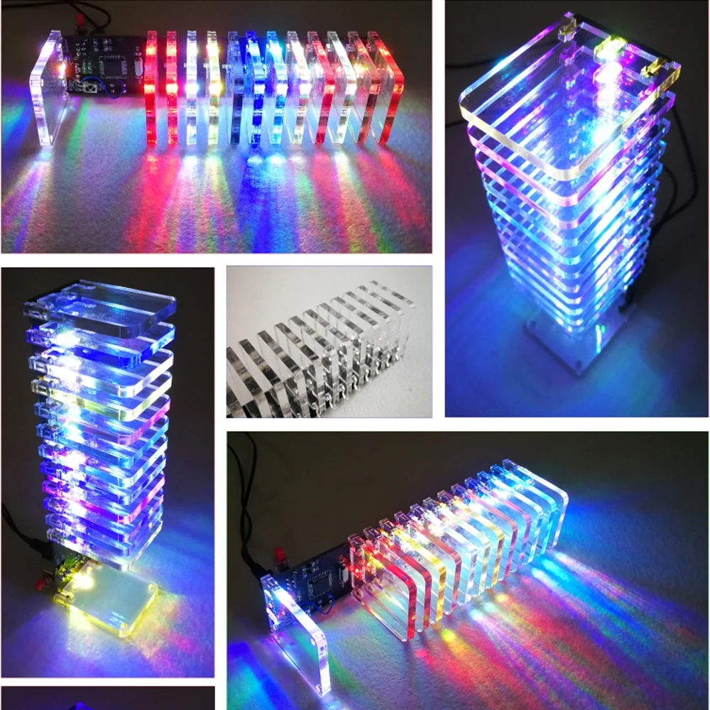 DIY electronic kit LED light cube music spectrum assemble kit 13-segment audio light column diy soldering project