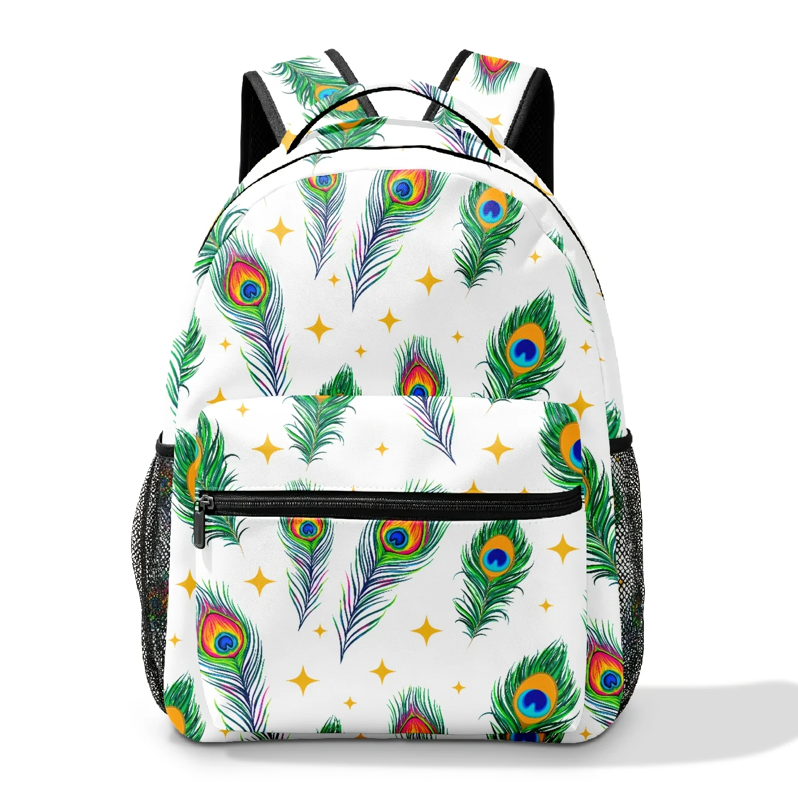 1pc of  and Stylish Design, a Backpack Featuring Vibrant All-over Prints of Dazzling Feather Patterns and Starburst Elements