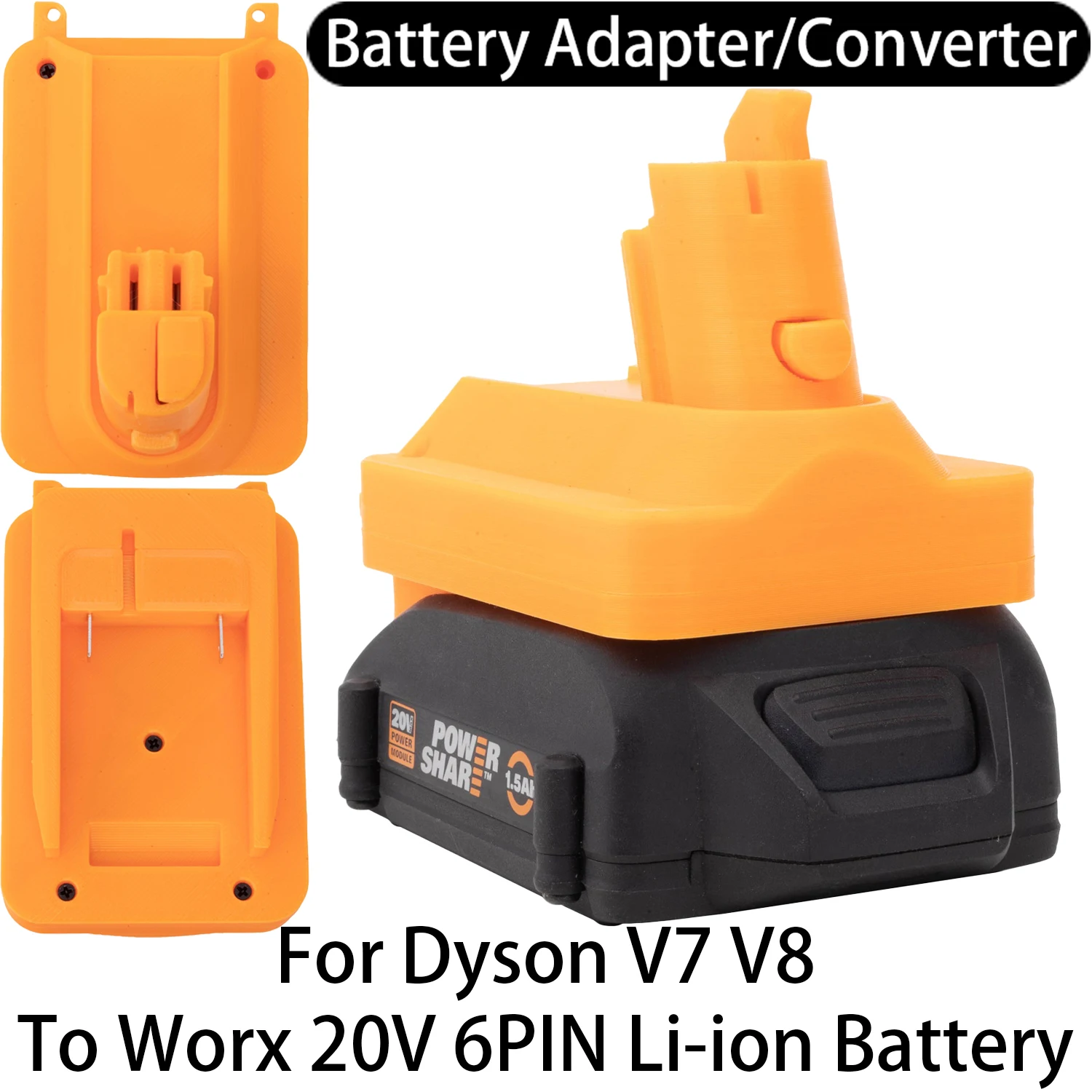 Adapter Converter For Dyson V7 V8 Vacuum Cleaner To Worx 20V 6PIN Li-ion Battery Adapter Converter Power Tool Accessory