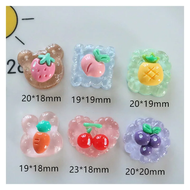 10pcs Mini Kawaii Fruit Bisscuit Resin Flat Back Cabochons Scrapbook Diy Party Hairpin Accessories