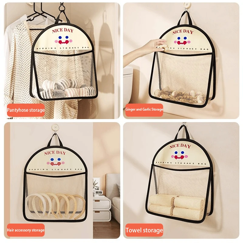 حقيبة معلقة لتخزين الجورب المنزلية، حقيبة تخزين وتنظيم الملابس مناسبة تمامًا لخزانة الملابس، حقيبة شبكية مثبتة على الحائط لخزانة الملابس #3
