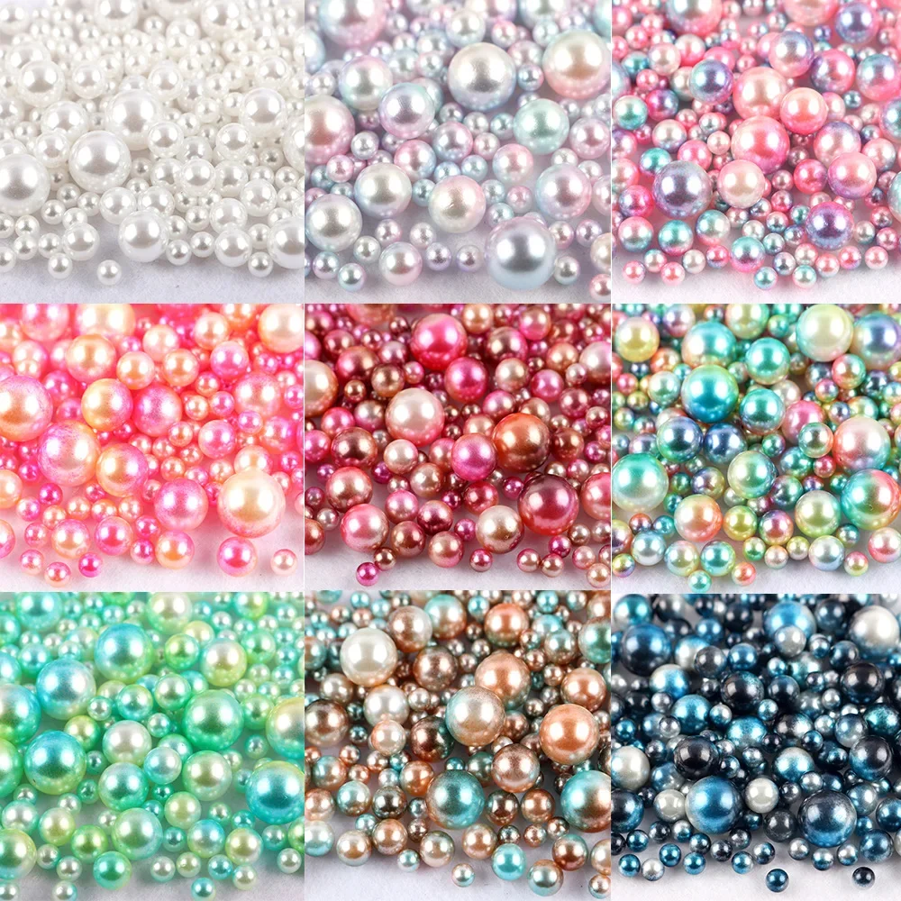 Non-Hole 3/4/5/6/8/10mm Colorful Loose Pearl Beads Plastic DIY Decorative Pearls Round Ball Beads for Craft DIY Decoration