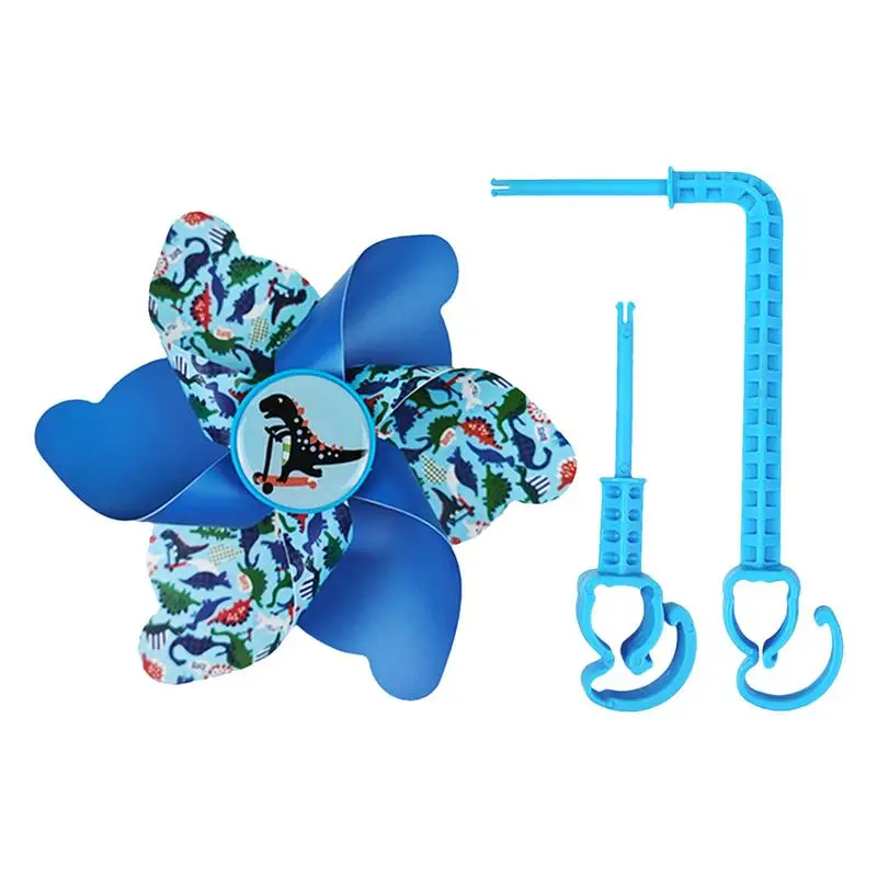 Handlebar Pin Windmill Dinosaur Pattern Bicycle Pinwheel For Handlebar Eye-Catching Bicycle Decorations Spinning Windmill For