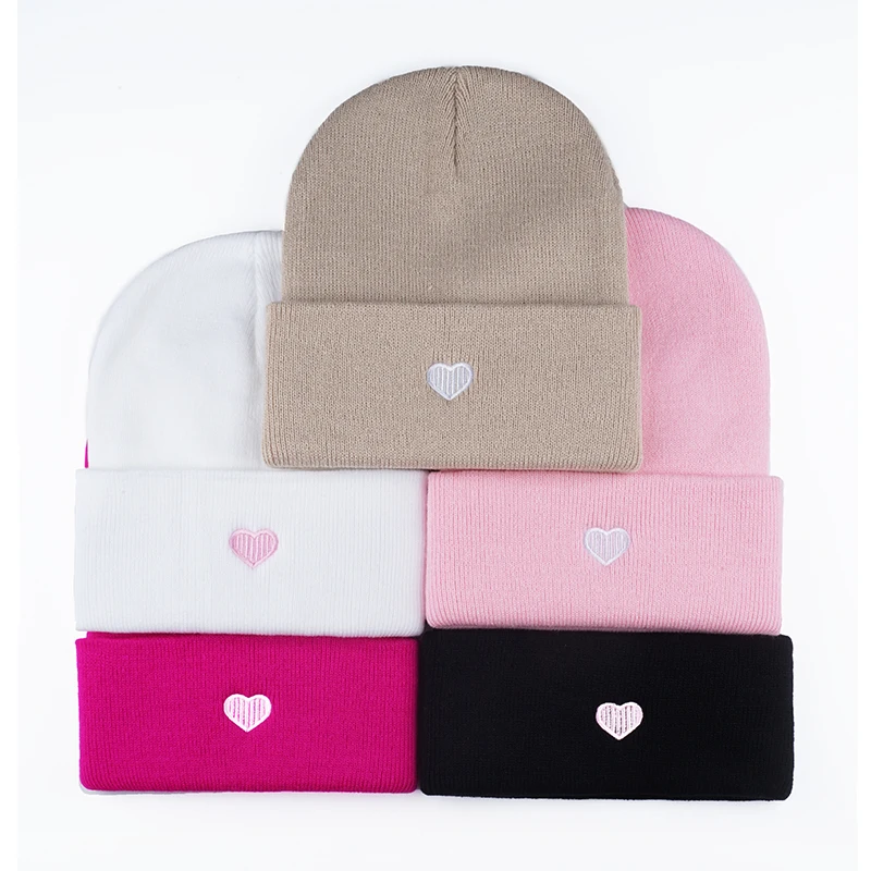 Cute Heart-Embroidered Knit Hat—Unisex Winter Warm Hat, Perfect for Everyday,Outdoor, and Street Style,Ideal for Valentine's Day