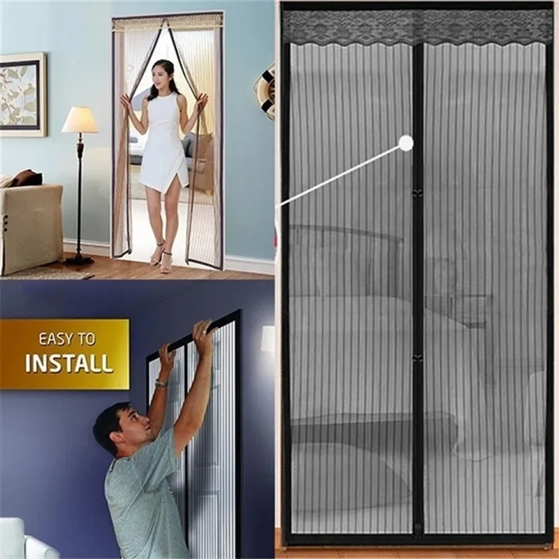 Magnetic Door Screen Custom Size Mosquito Net Curtain Fly Automatic Closing Mesh Kitchen Indoor Living Room