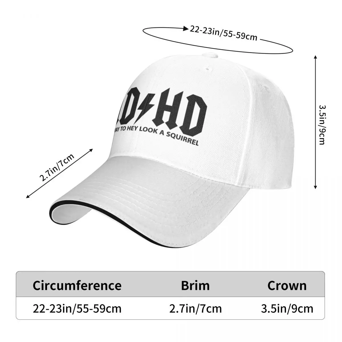 Boné de beisebol personalizado para meninos, estrada ADHD para olhar um chapéu do esquilo