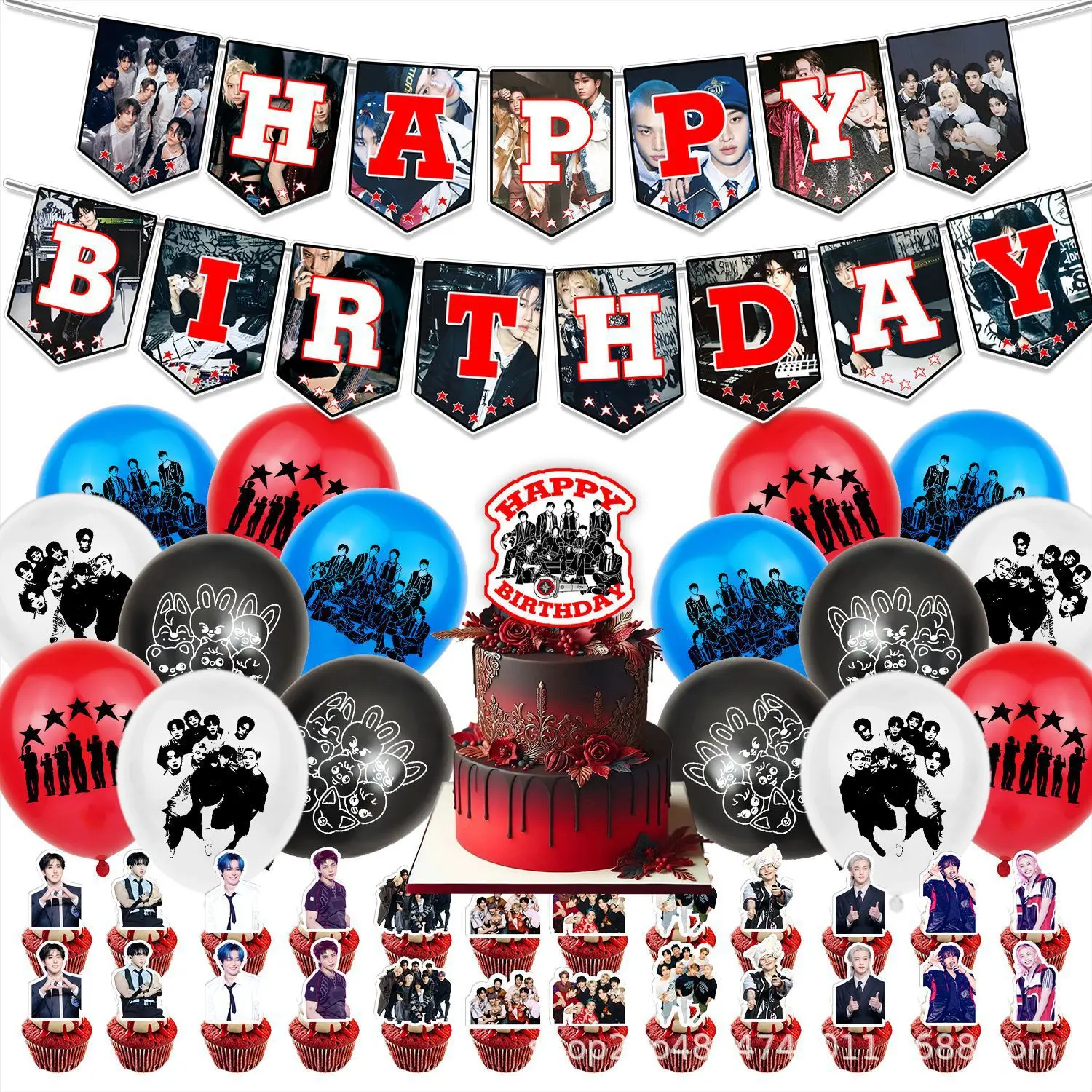 Straykids Geburtstagsdekoration Latexballons Partyzubehör Skzoo Stray Kids Hintergrund Tortendekoration Banner Popstar Idol Koreanisch