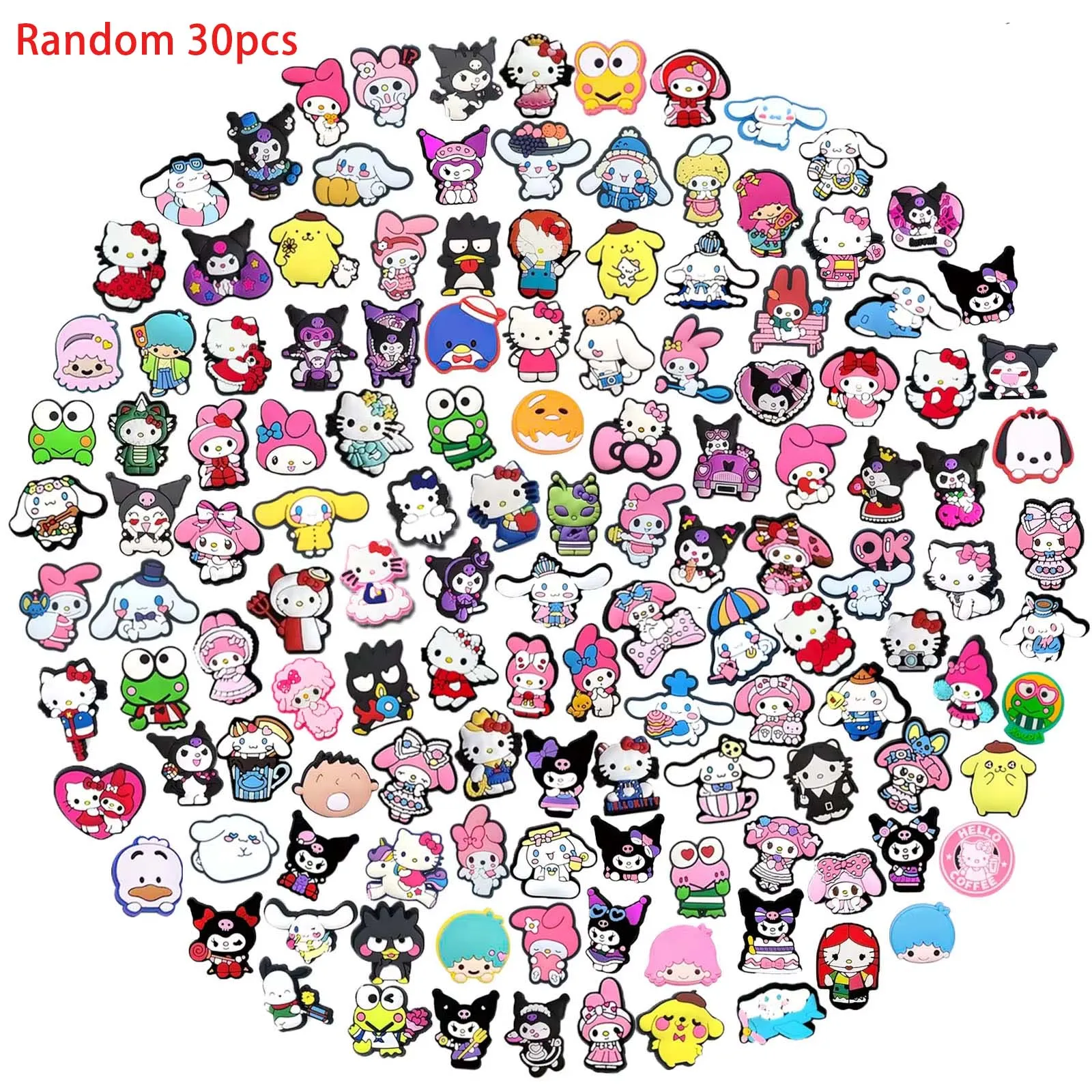

Случайные 10/20/30 шт., подвески для обуви Miniso Sanrio серии для сандалий, высококачественная обувь из ПВХ, украшения «сделай сам», аксессуары, Рождественский подарок