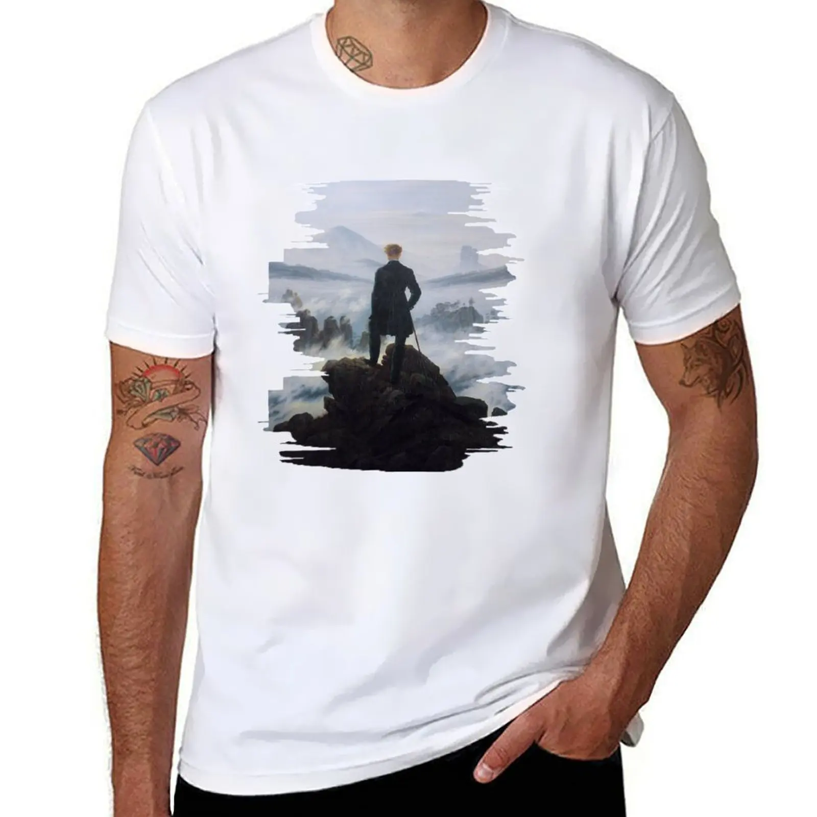 - of Painting Friedrich David essential Above Sea Fog man t men T-Shirt for Caspar Wanderer shirts t the shirt The