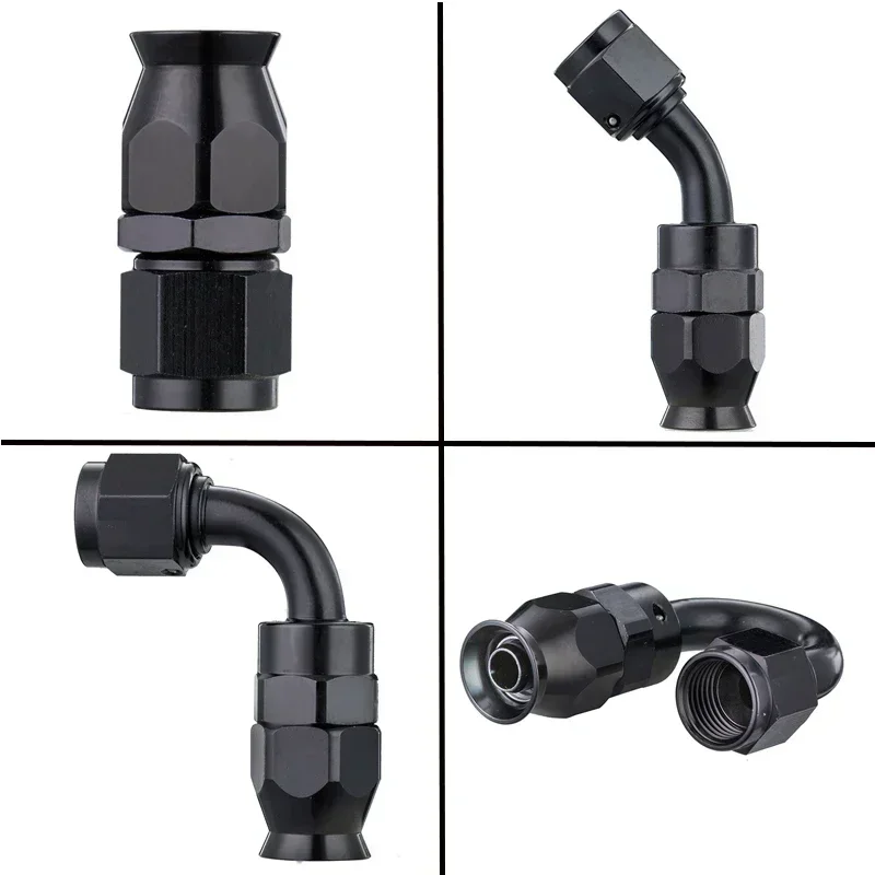 12 Uds AN3 AN4 AN6 AN8 AN10 AN12 recto 0 45 90 grados adaptador de accesorios de extremo de manguera reutilizable para línea de combustible de aceite giratoria PTFE E85