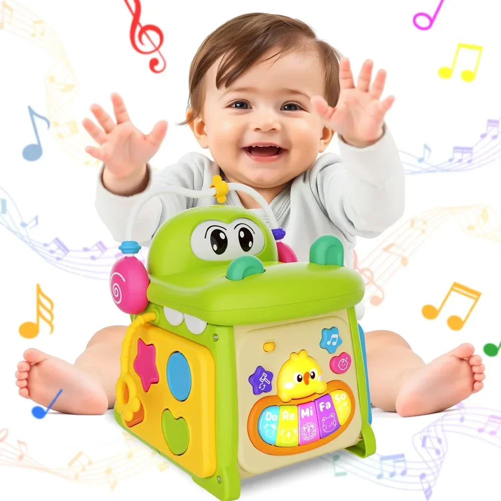 

Детский барабан-полиэдр «Крокодил», семигранный барабан-игрушка, развивающая игрушка Монтессори для малышей с функциями обучения и игры