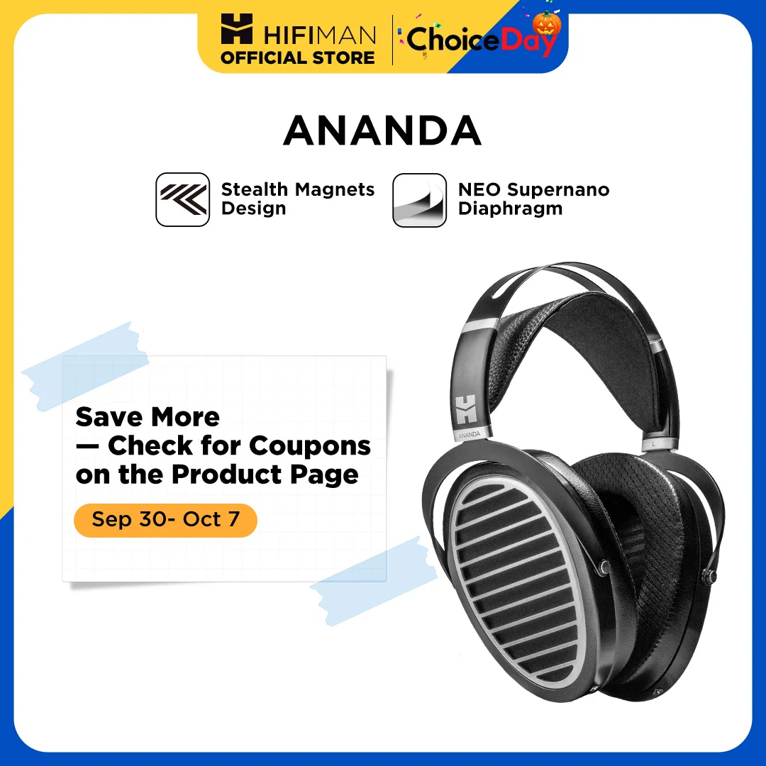 HIFIMAN Ananda Stealth Magnet Open-Back Over-Ear Full-Size Planar Magnetic Hi-Fi Headphones