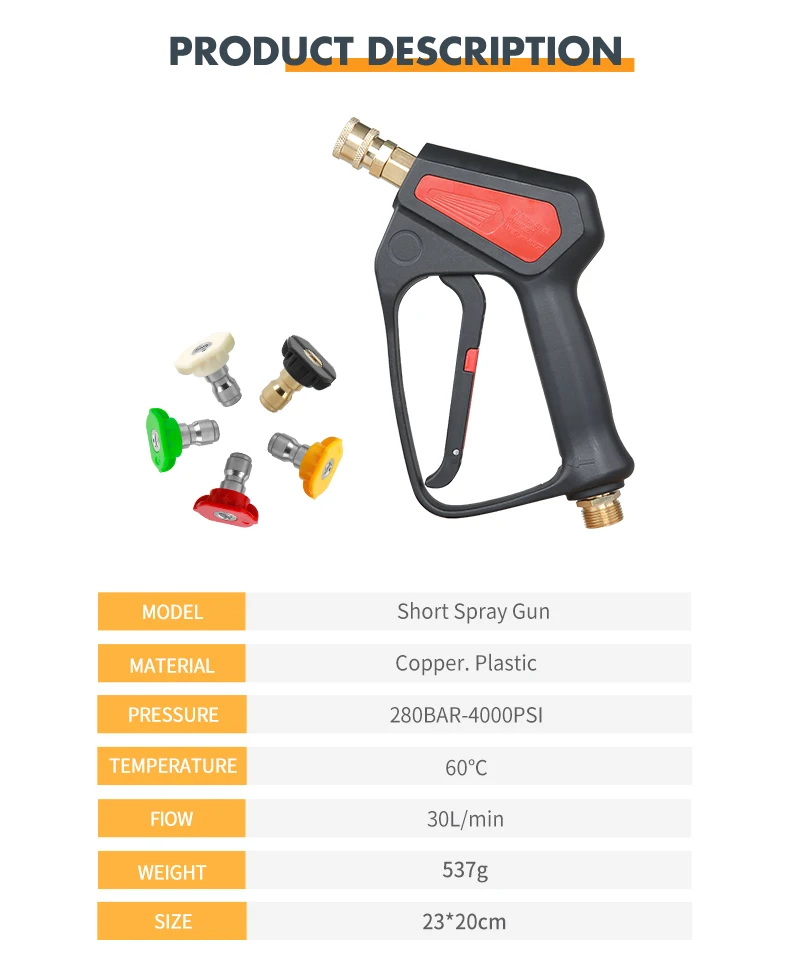 Swivel Inlet 4000 PSI High Pressure Spray Gun With Quick  Adapter Connect Color Nozzle Kit For Karcher/Nilfisk/Bosch Car Wash