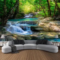 Tapisserie murale de paysage de forêt naturelle, décoration de maison, art psychédélique bohème, feuilles de yoga hippie