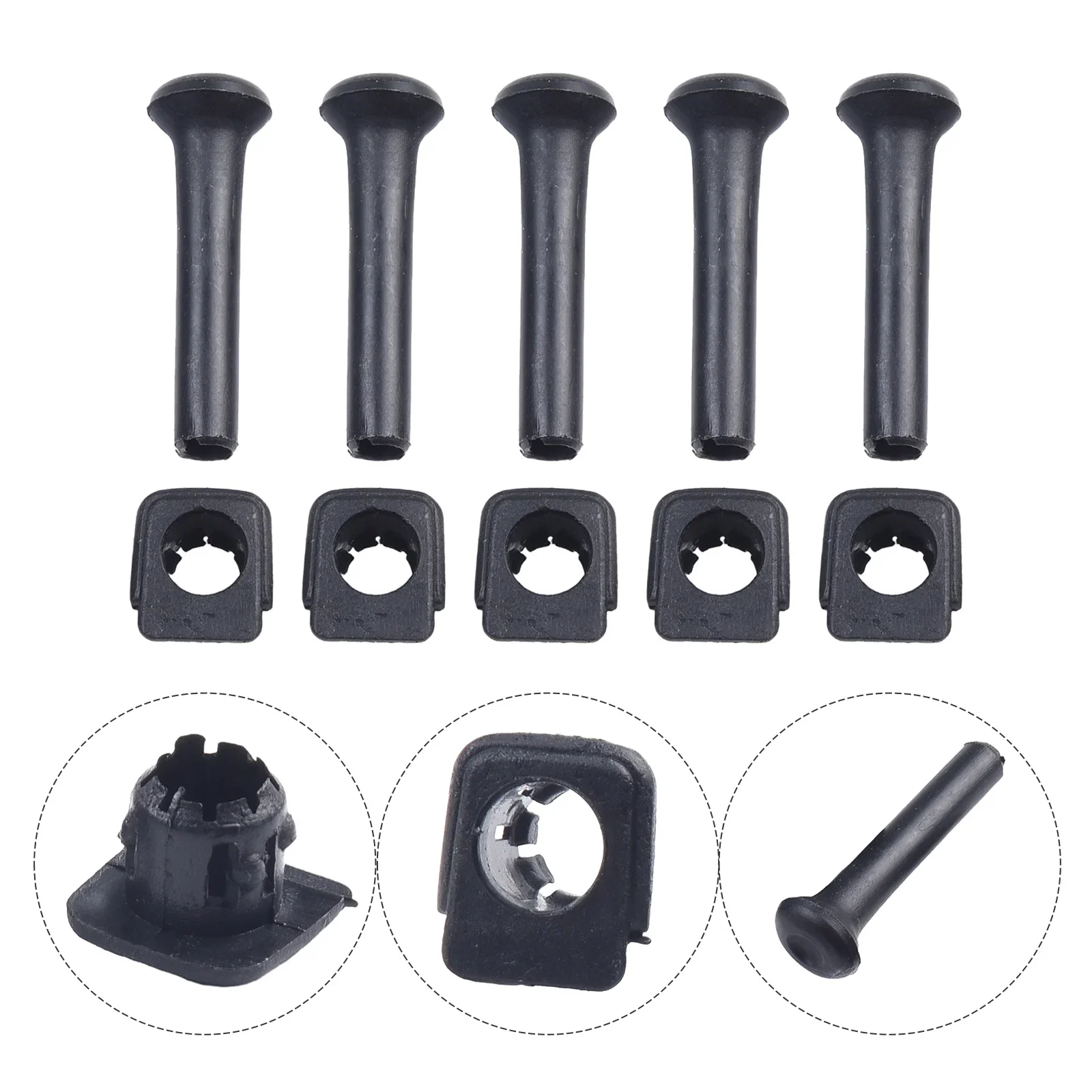 5 Sets Car Door Safety Lock Button Base Locking Knob For Golf Mk2 Mk3 191837187 Parts Accessories Black