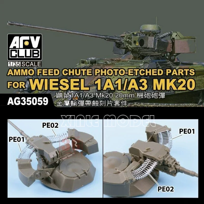 AFV Club Model Accessories AG35059 Weasel 1A1/A3 Cannon Metal Bullet Chain Etching Sheet for 35275 1/35