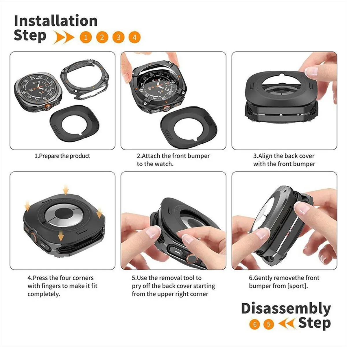 A86G NEW For Galaxy Watch 7 Ultra Case 47mm Alloy Metal Full Coverage Bumper Protective Case Smart Watch Accessories A