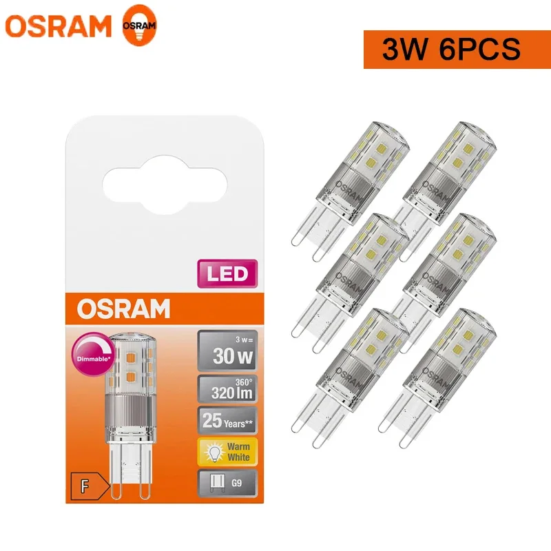 OSRAM 300° Light LED PIN 30 G9 3W 220V Clear Lamp 2700K Warm White Original Outdoor Indoor Home House Lighting