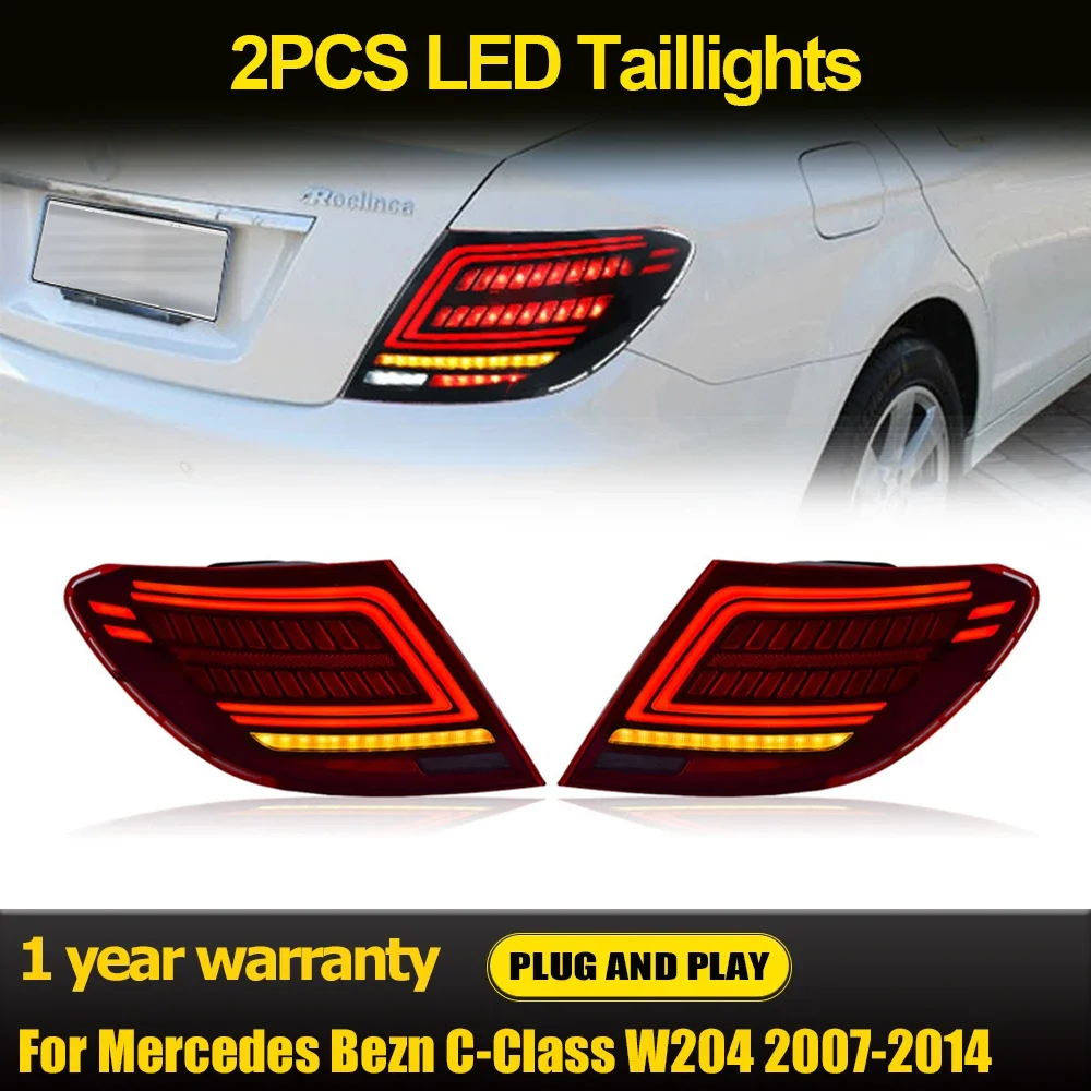 1 Pair Brake Running Taillights For 2007-2014 Mercedes W204 C180 C200 C63 C250 C280 C300 AMG Tail light Turn Signal Reverse Lamp