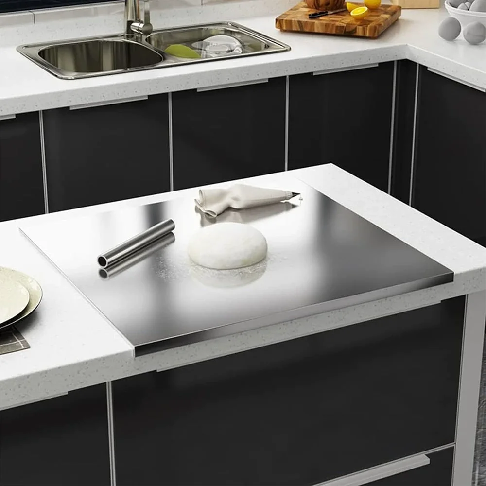 

Stainless Steel Cutting Board Kitchen Chopping Block Double-sided Metal Board Thick Food Prep Panel for Meat Fruit Vegetables