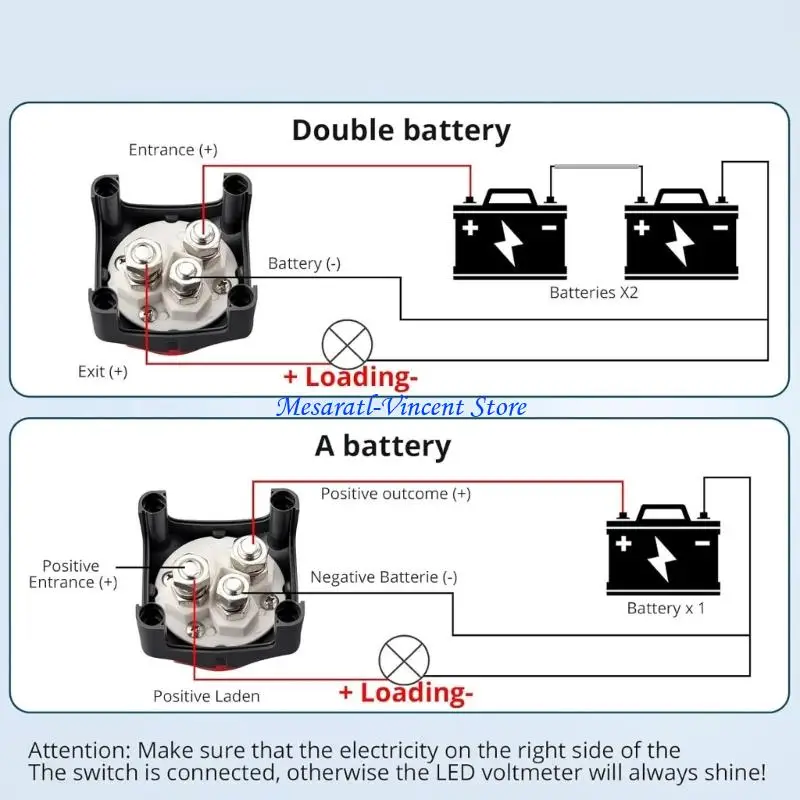 A70F 250A Hochstrom-Universal-Batterietrennschalter mit digitaler Spannungsanzeige, geeignet für den Einsatz auf Booten und LKWs – Detail 3