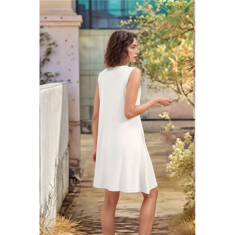 Свободные пляжные каникулы, повседневные сарафаны без рукавов с круглым вырезом и карманами, платье-майка