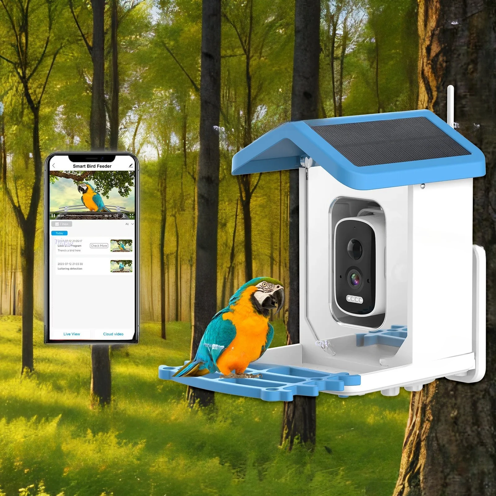 4MP High Definition AI Bird Recognition Solar Low Power Bird Feeder