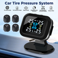 Mini Car Tire Pressure Monitoring System LCD Display Wireless USB TPMS With 4 Pcs External Sensor Auto Security Alarm Systems