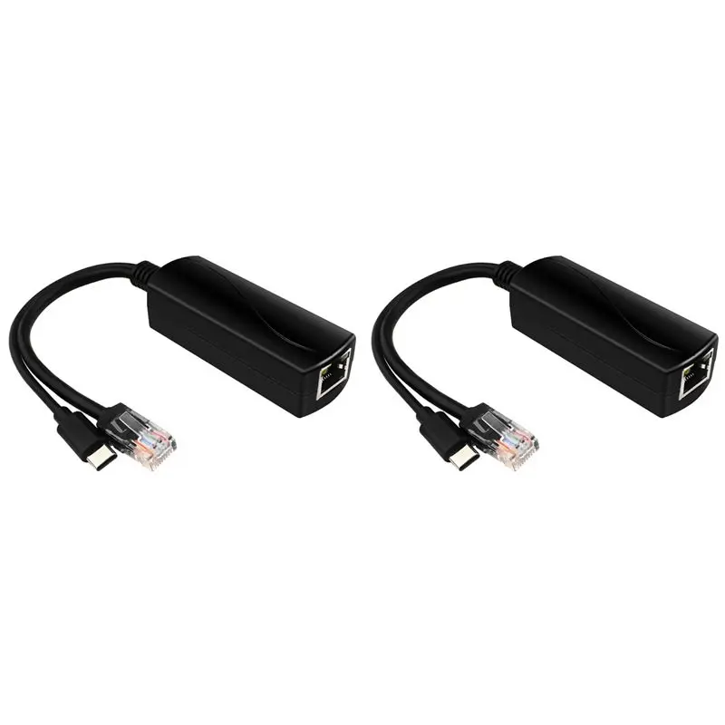 Stylish-2X For Raspberry Pi 5 Poe Splitter 5V 4A 10/100/1000Mbps IEEE802.3Af/At Type C Poe Splitter For Raspberry Pi 5B