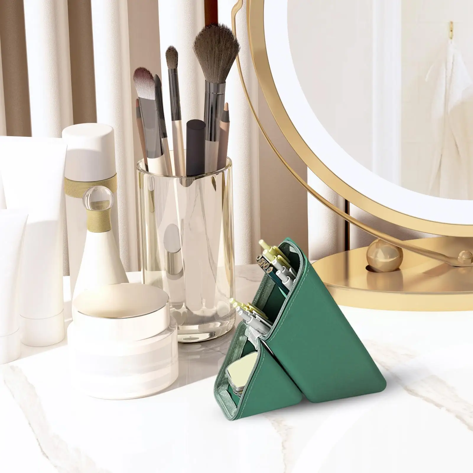 Pencil Holder For Desk Desktop Pen Holder Large Capacity Desk Cosmetic Brushes Bag For Travel Stationery Kids Backpack Student