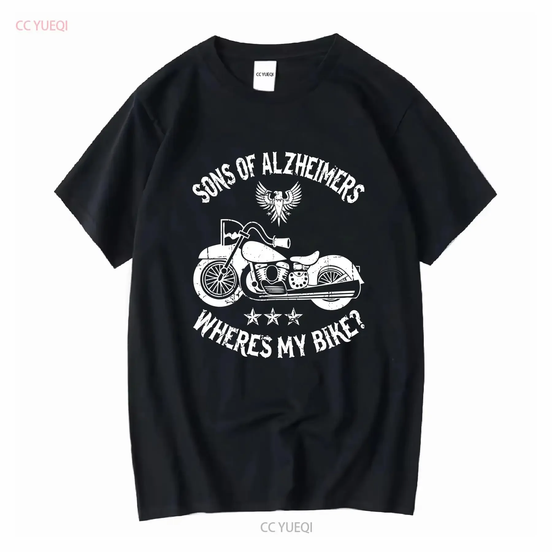 Biker Sons Alzheimers Wheres My Bike T Shirt long or short sleeves vintage Washed streetwear Stretched Top For Everyday Wear