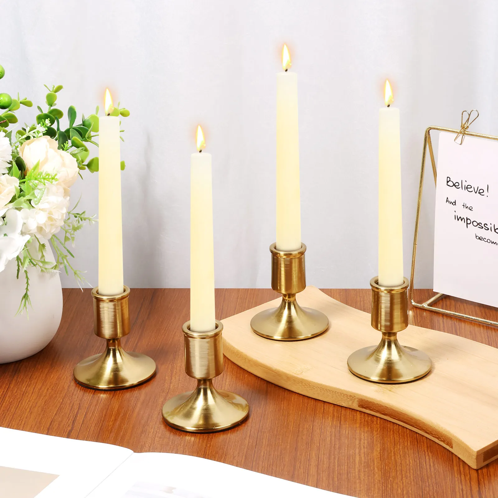 4 Pcs Metal Candlestick Holder Vintage Taper Candle Holder for Table Centerpiece Wedding Reception Festive Mantel Decoration