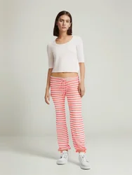 Pantalones de pijama largos de algodón para mujer, ropa de dormir suave y cómoda con cintura con cordón, diseño Sexy a rayas, estilo informal de verano