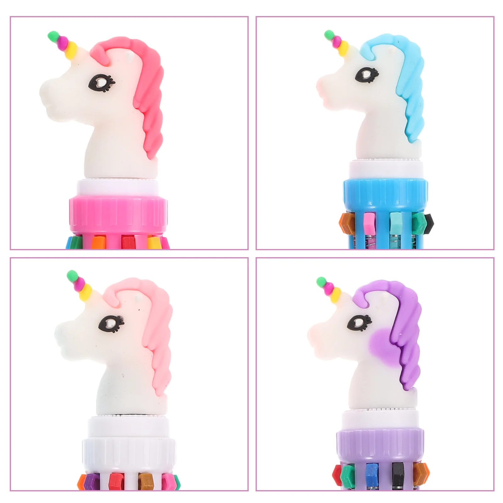 

4Pcs Multicolor Ballpoint Pens ABS Material Cute School Writing Portable Lightweight Daily Use Supplies