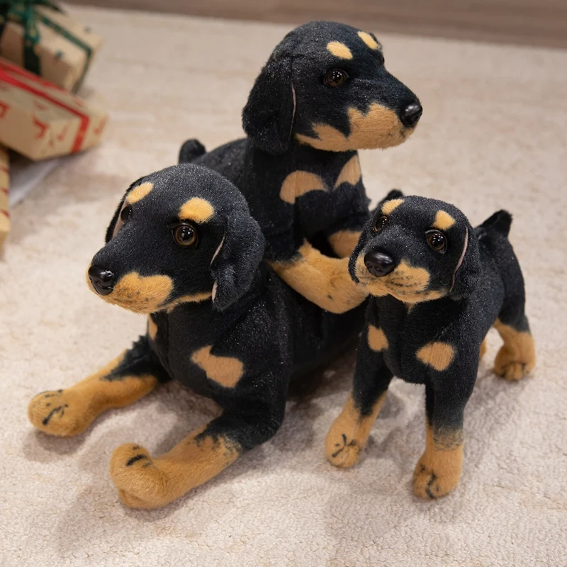 25-60CM Lifelike Standing Black Dog Plush Toys Soft Stuffed Animal Doll Simulation Puppy Dog Accompany Doll For Birthday Gifts