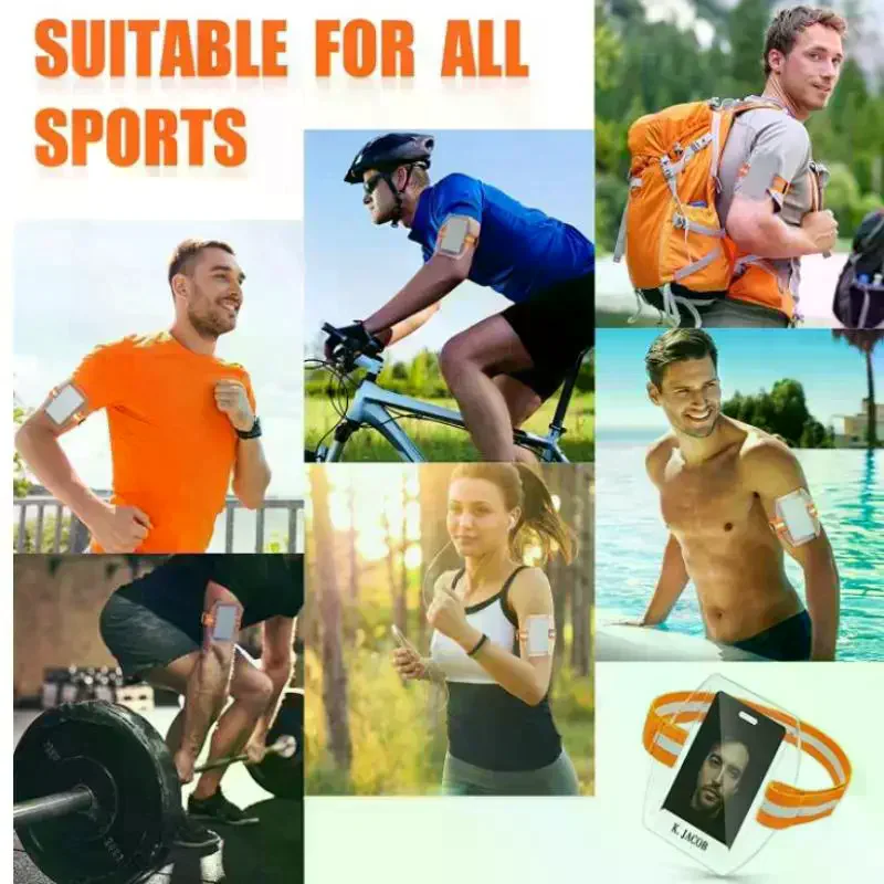 Plastic Card Holder Reflective Wristband ID Cards Holder Arm Adjustable ID Badge Elastic Arm Band ID Badge Holder