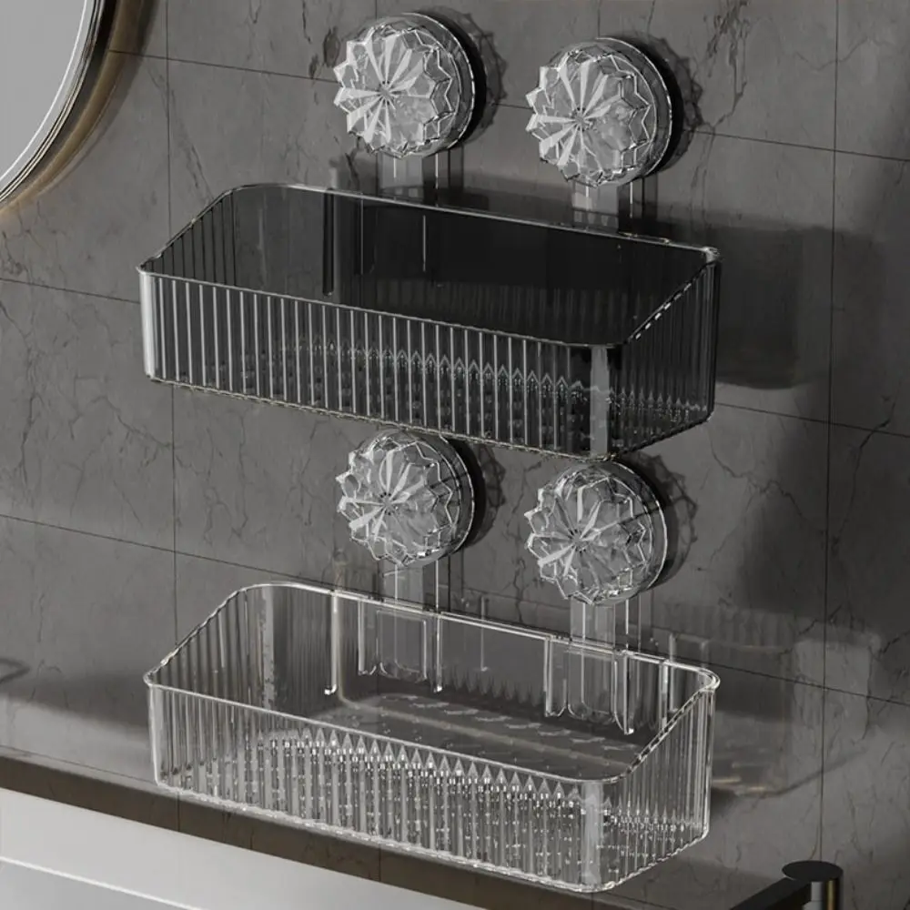 

Настенная полка на присоске, устойчивая стойка для хранения без перфорации, прочная несущая способность, экономия места, дренажная корзина для спальни