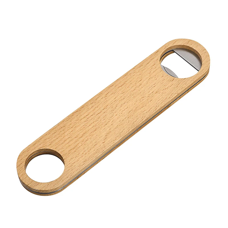 

1 Piece Bottle Opener Stainless Steel Beer Bottle Opener with Wooden Handle Flat Beer Opener for Bar, Kitchen, Restaurant