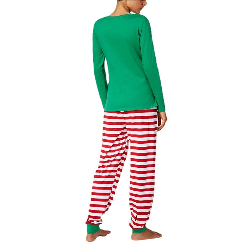 Conjunto de pijama de Natal listrado familiar, roupa de Natal, carta, terno doméstico, adulto, criança, macacão macio, bebê, 2024