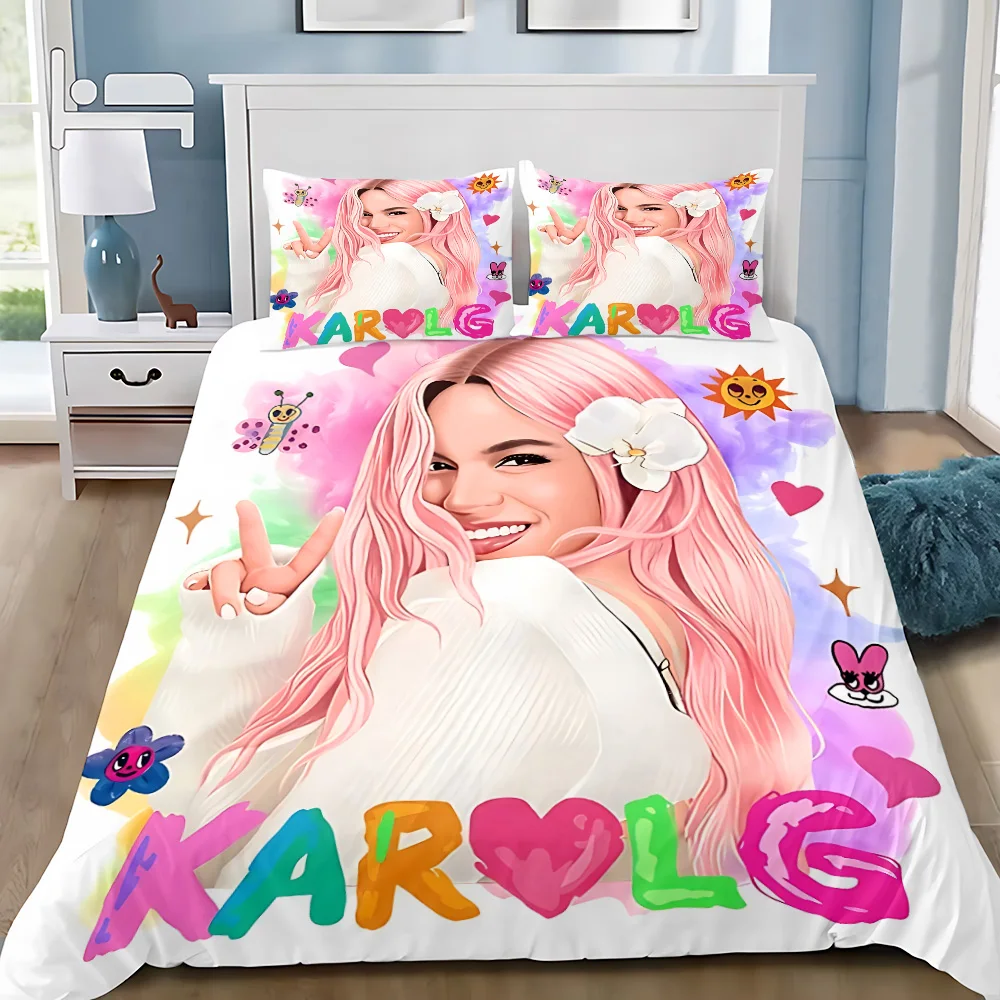 Mooie Karol G Manana Dekbedovertrek Kussensloop Beddengoed Set Volwassen Jongen Meisje Slaapkamer Decoratie Kinderen Cadeau Enkel Dubbel Groot Formaat