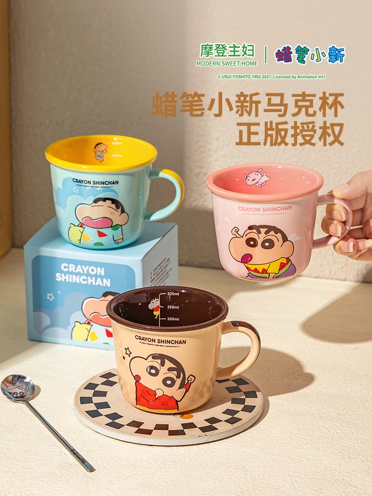 

Kawaii Crayon Shin-Chan аниме хобби мультфильм керамическая кофейная чашка выпускная кружка поставляется с ложкой из нержавеющей стали