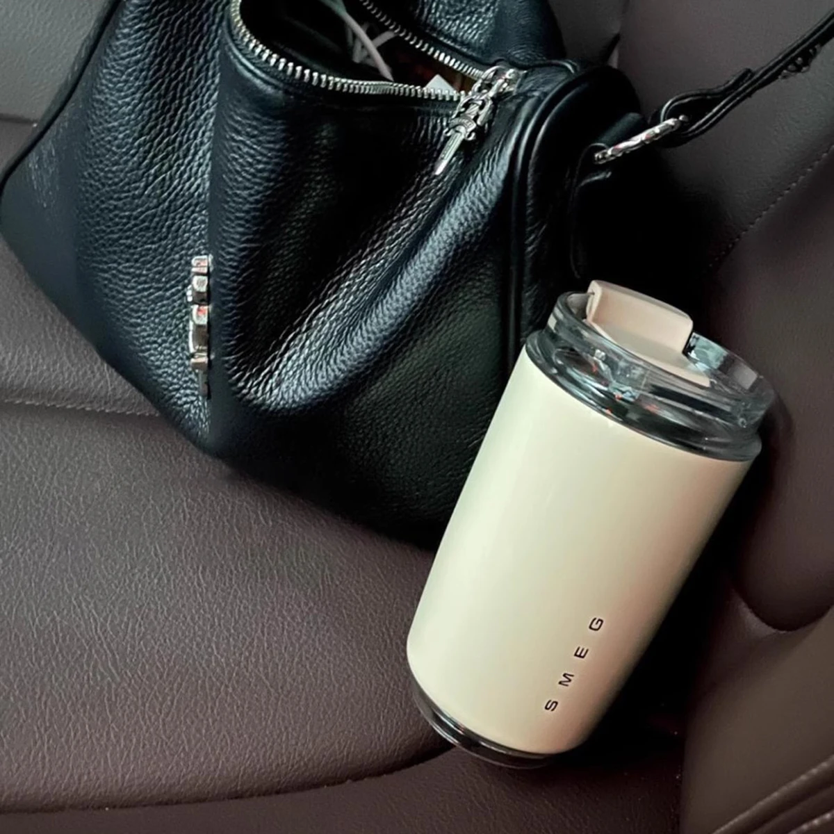 SMEG Tumbler Thermos Cup Milky White Coffee Mug Insulated Water Bottle Travel Stainless Steel Car Vacuum Flasks Drinking Kettle