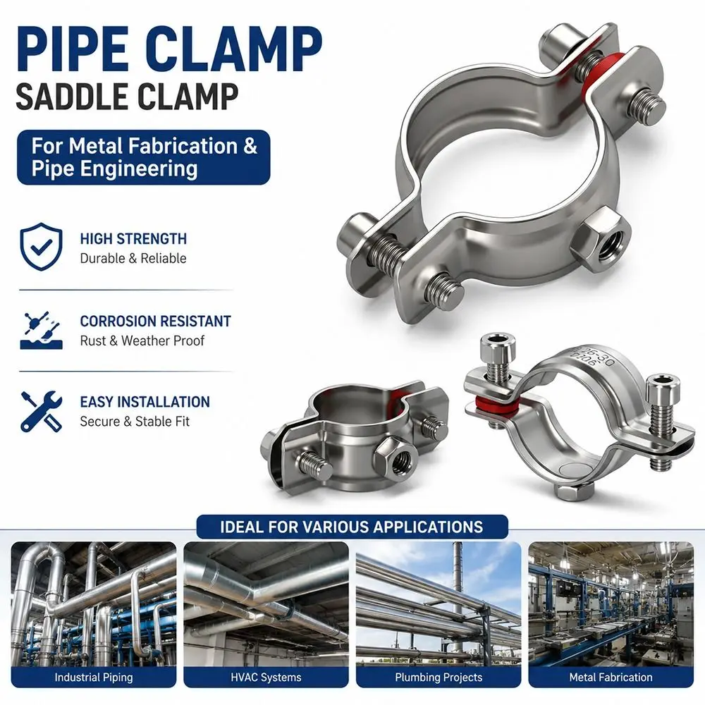 1Pcs OD 8-325mm Stainless Steel Pipe Bracket 304 Stainless Steel U-Shaped Pipe Clamp M8 Nut Polished Pipe Support Bracket