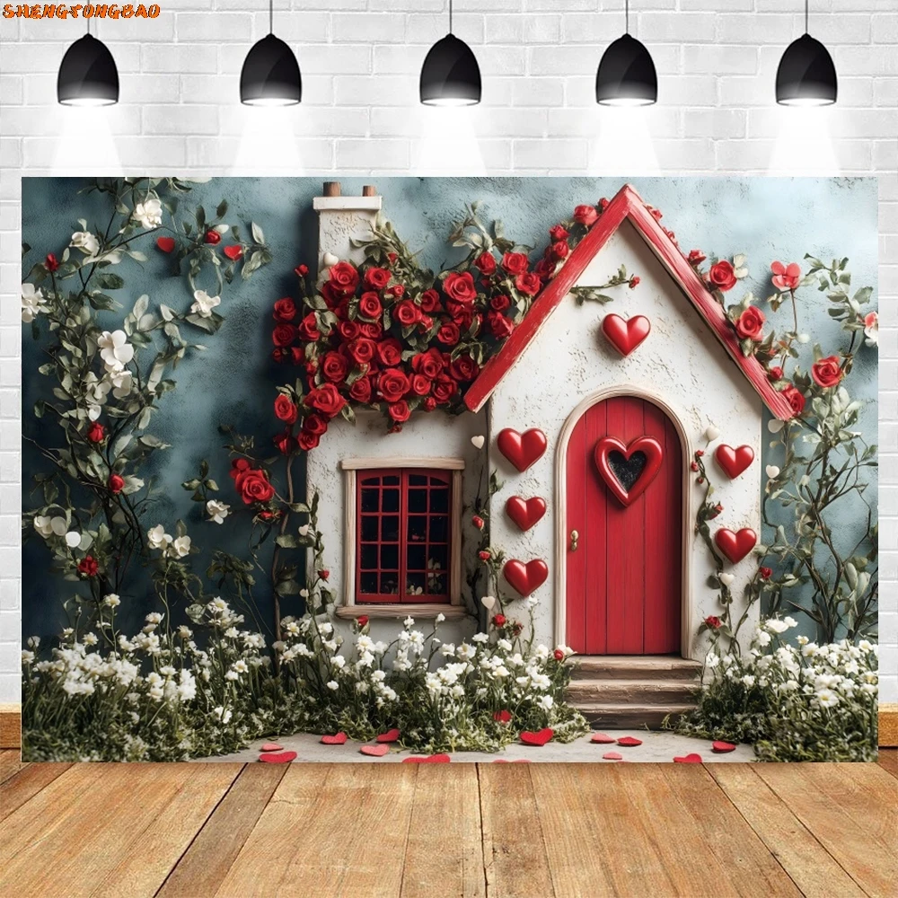 Vintage Cottage Photography Background Rose Love February 14th Valentine's Day Kids Adults Portrait Backdrops Photozone Supplies