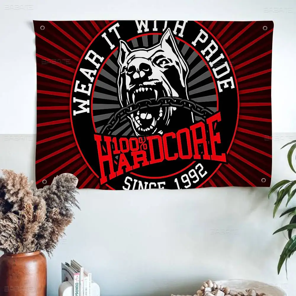 Bone Gabber 100 Hardcore Dog Creative Pattern Hanging Flag Polyester Printed Banner Hand Pulled Flag