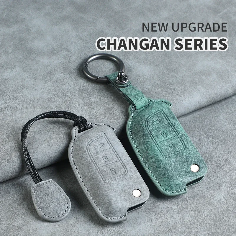 3 Button Leather Car Flip Key Case Cover For Changan Alsvin V3 V5 V7 CX20 30 Zhixiang Eulove CS15 CS35 CS75 EV EStar EADO Raeton