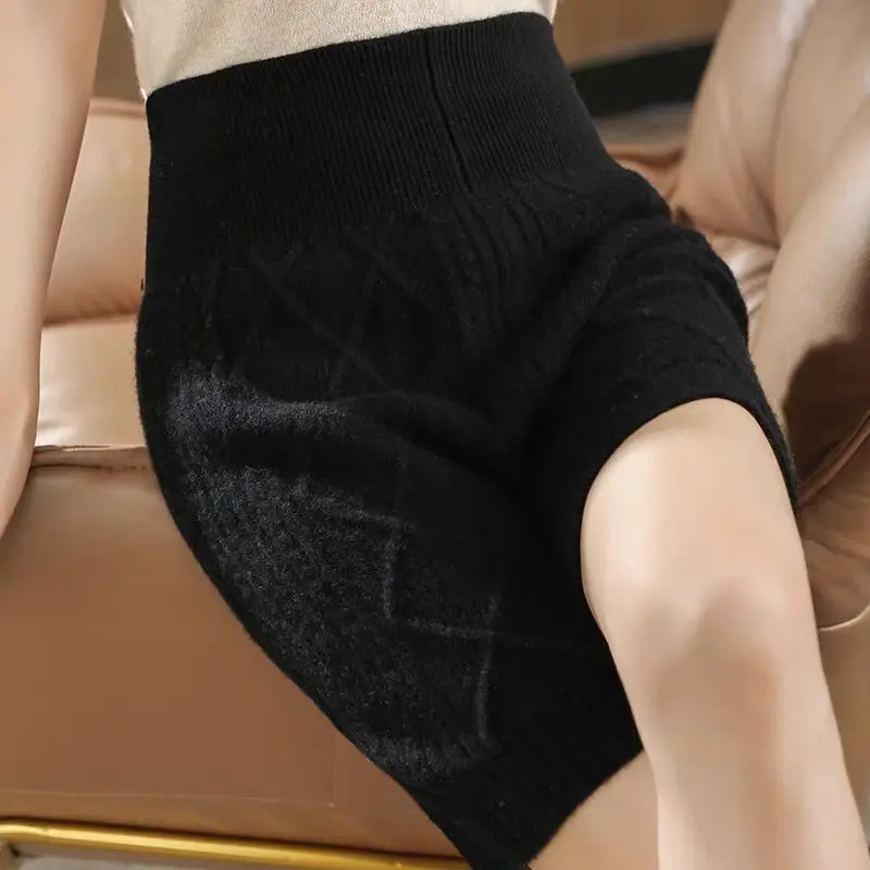 Pants Spring Autumn and Winter New Wool High-waisted Knitted Braided Casual Cashmere Korean Version Hip Pants Legging